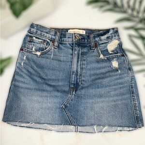 Abercrombie & Fitch Ultra high rise Blue Distressed Mini Skirt